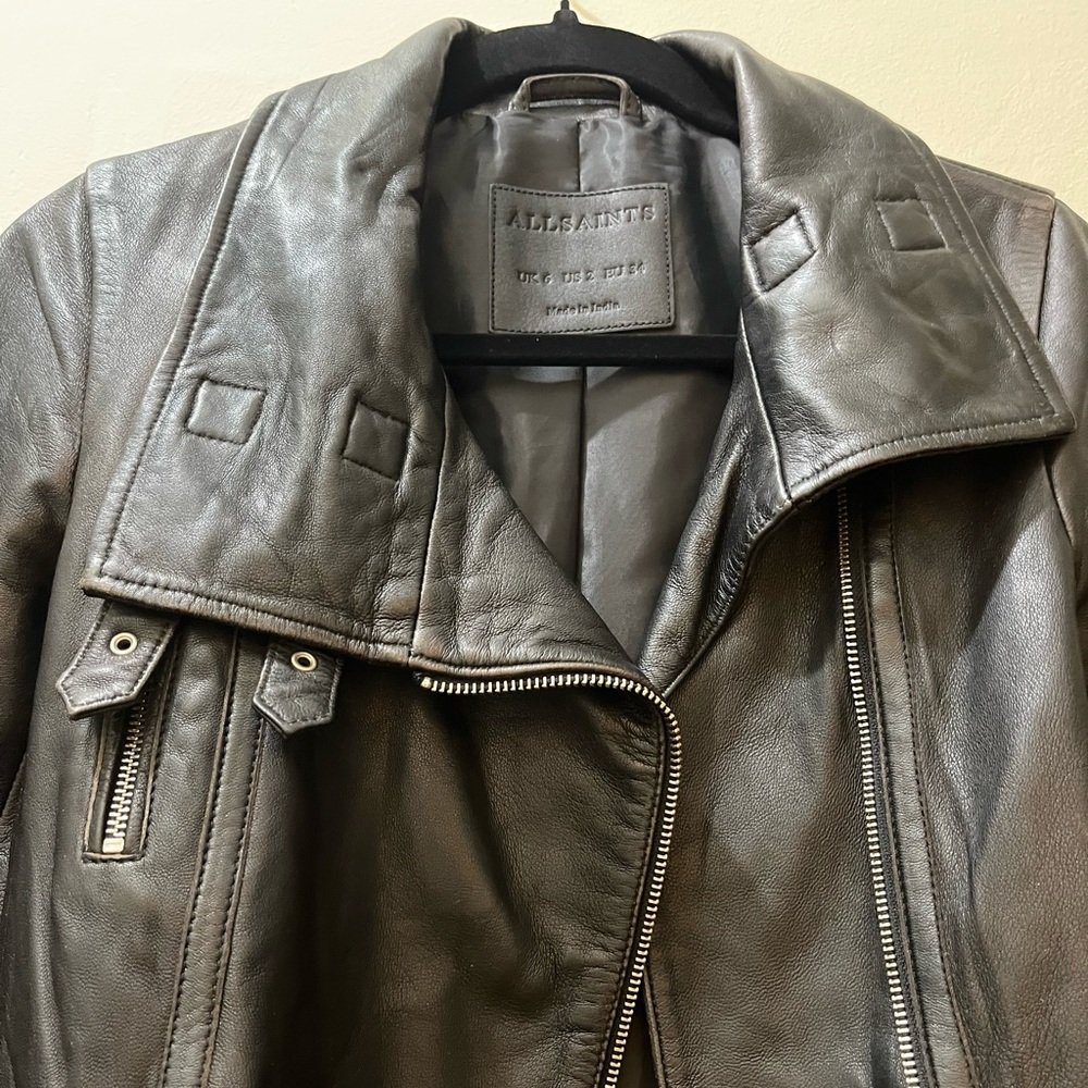 AllSaints Bales Biker Jacket in Black, Size 2 - Picture 8 of 15